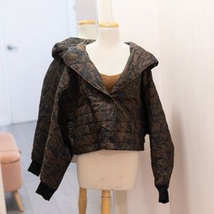 CAbi Wrap Up Hooded Puffer Jacket Brown/Black - New With Tags - Women's Size S/M